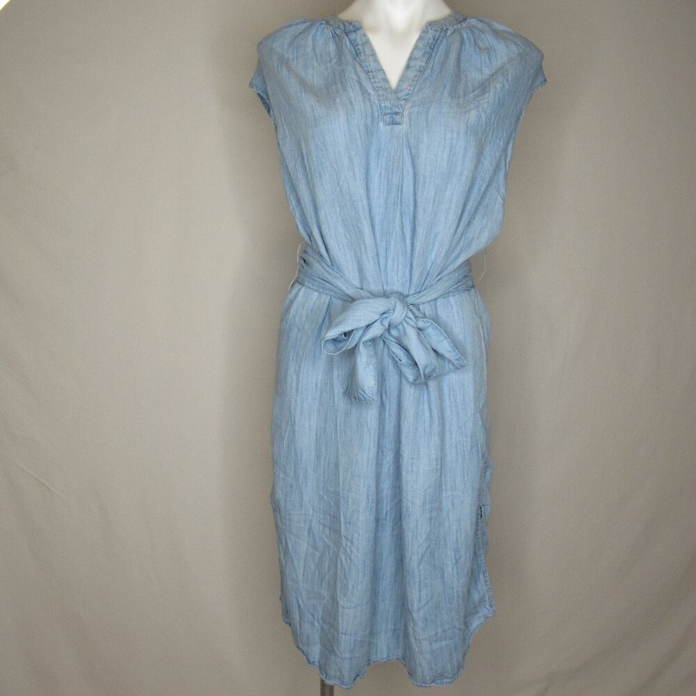 Banana Republic Blue Chambray Tie Waist Shirt Dress Women's XS